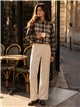 Camicia a quadri con ricami floreali