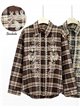 Camicia a quadri con ricami floreali