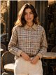 Camicia a quadri lucida con colletto effetto camoscio