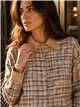 Camicia a quadri lucida con colletto effetto camoscio