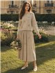 3D-Blumenmuster-Strick-Midirock
