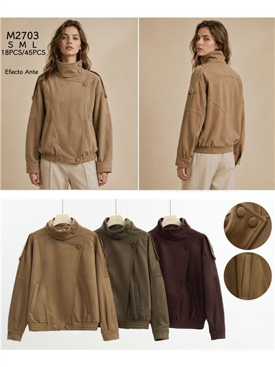 Jacke aus Wildlederimitat mit hohem Kragen 2