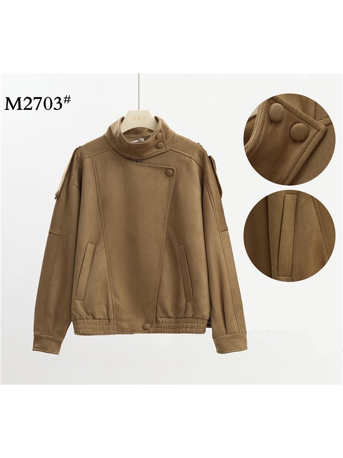 Jacke aus Wildlederimitat mit hohem Kragen