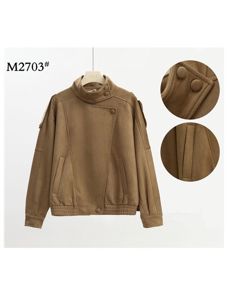 Jacke aus Wildlederimitat mit hohem Kragen
