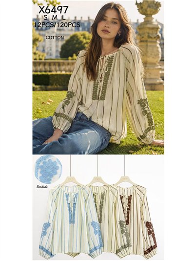Blusa listrada bordada 2