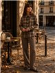 Camisa cuadros brillo botones maxi
