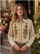 Camisa terciopelo flores bordadas