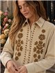 Camisa terciopelo flores bordadas