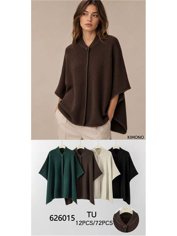 Poncho de punto botón
