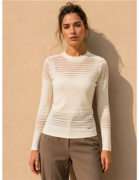Jersey semitransparente de rayas