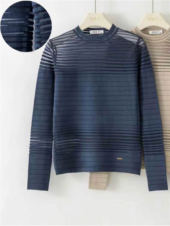 Jersey semitransparente de rayas