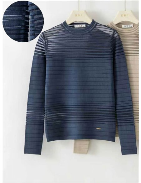 Jersey semitransparente de rayas