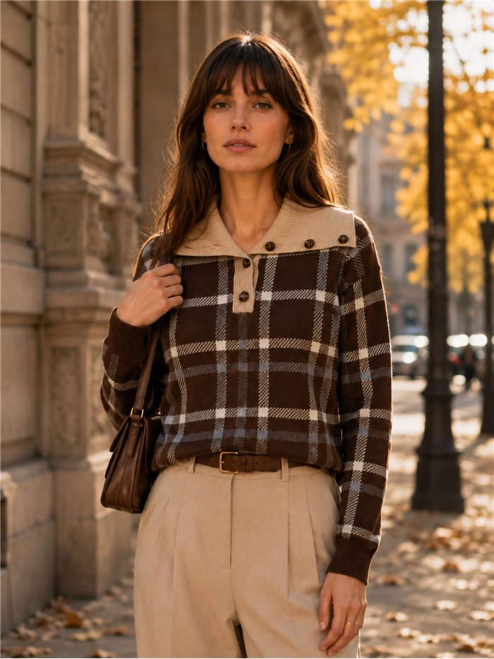 Jersey de cuadros cuello polo