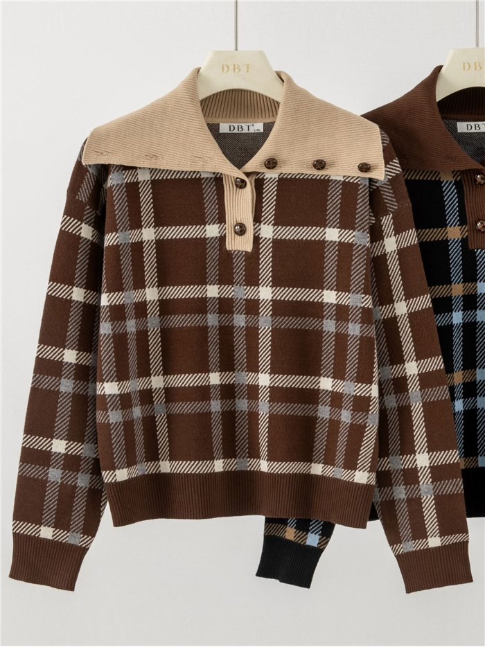 Jersey de cuadros cuello polo