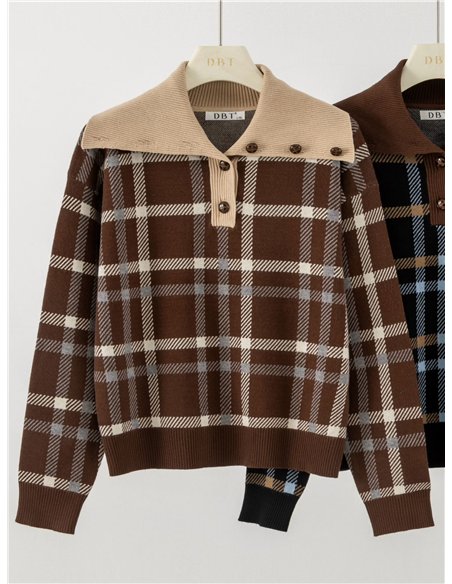 Jersey de cuadros cuello polo