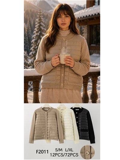 Quilted front knit cardigan 2