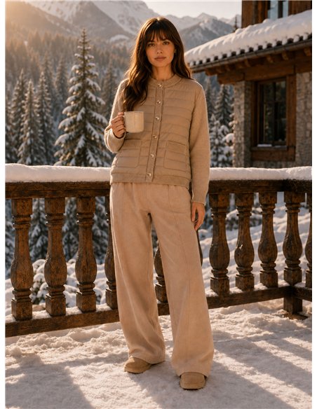 Quilted front knit cardigan