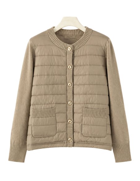 Quilted front knit cardigan