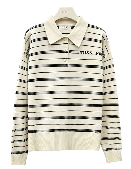 Jersey cuello polo de rayas texto