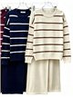 Conjunto jersey de rayas hombro botones y pantalón wide leg