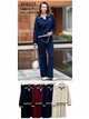 Conjunto jersey cuello polo lazo y pantalón wide leg