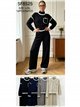 Conjunto jersey ribete contraste cuello alto y pantalón wide leg