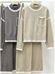 Conjunto jersey ribete contraste cuello alto y pantalón wide leg