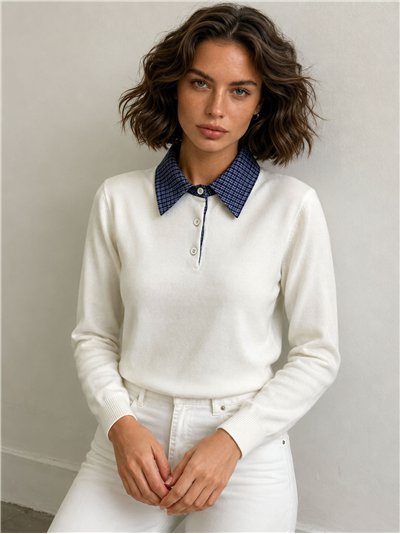 Jersey cuello polo de cuadros