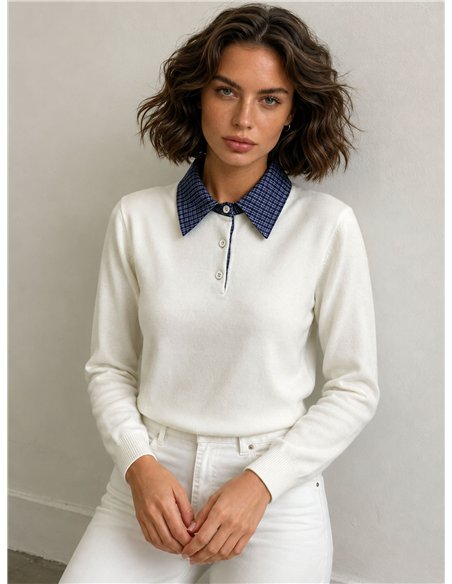 Jersey cuello polo de cuadros