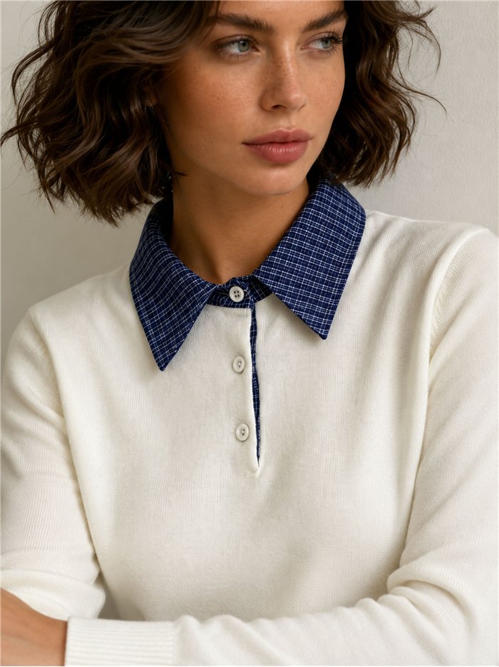 Jersey cuello polo de cuadros