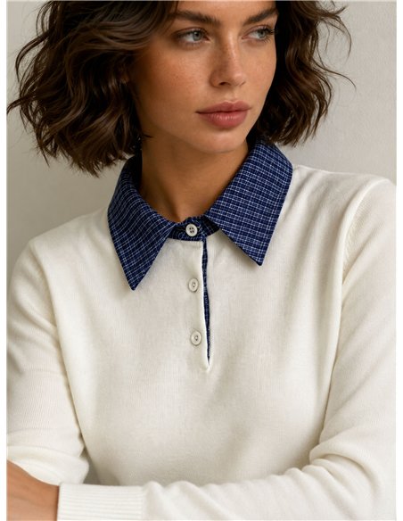 Jersey cuello polo de cuadros