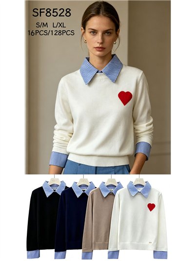 Pull en forme de cœur à effet chemise 2