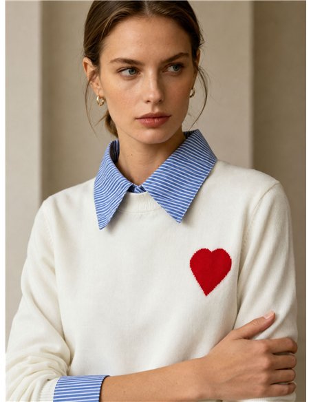 Pull en forme de cœur à effet chemise