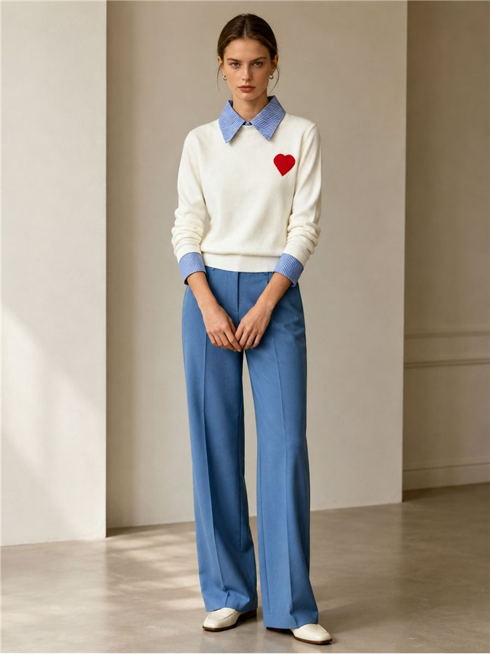 Pull en forme de cœur à effet chemise