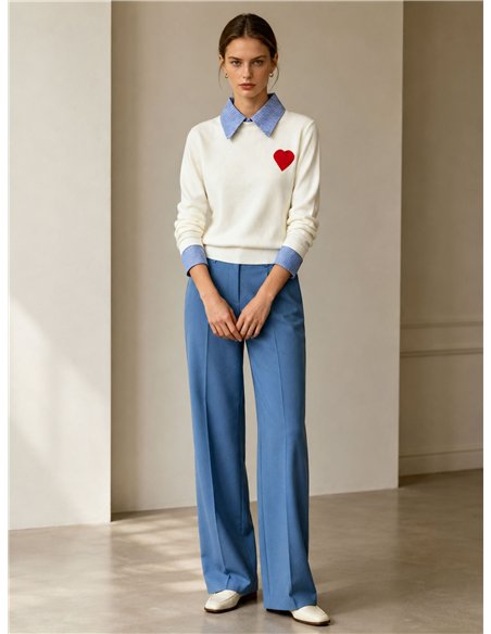 Pull en forme de cœur à effet chemise