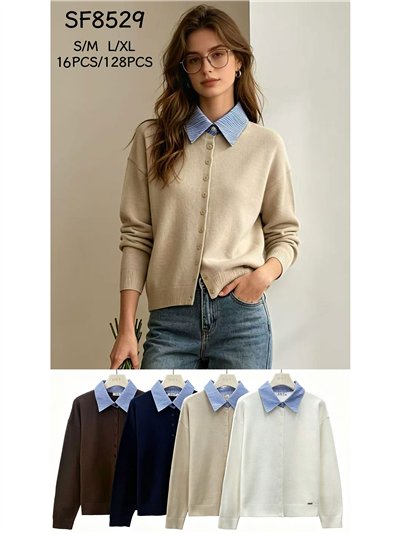 Cárdigan cuello camisero de rayas 2