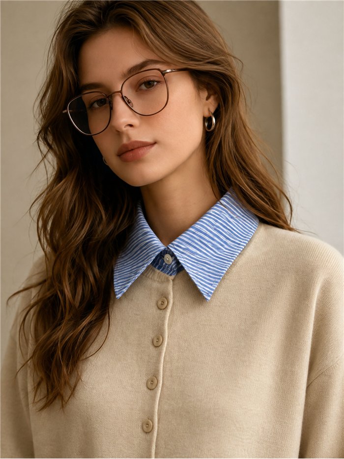Cárdigan cuello camisero de rayas