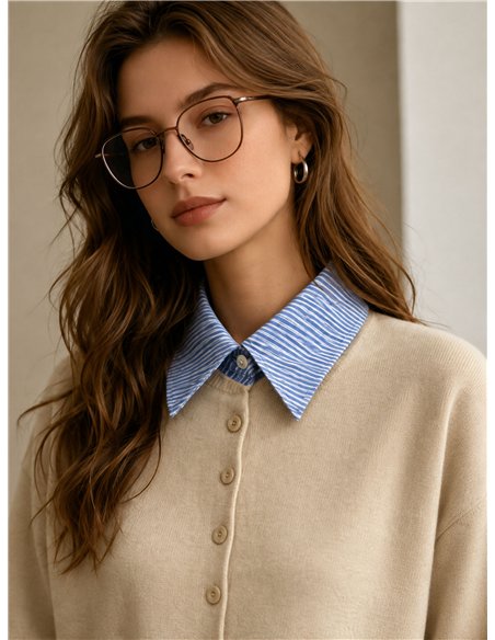 Cárdigan cuello camisero de rayas