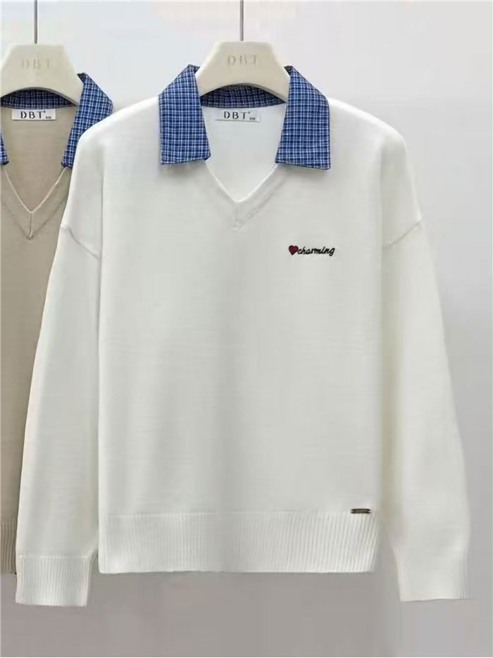 Jersey cuello camisero de cuadros