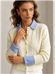 Cárdigan trenzado cuello camisero