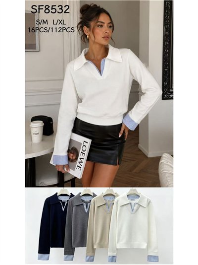 Jersey cuello polo detalles de rayas 2