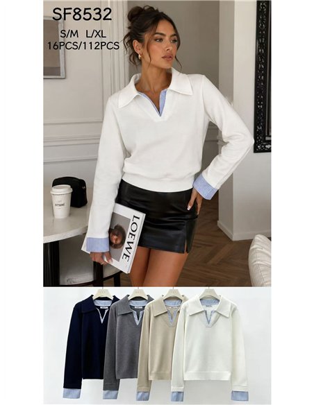 Jersey cuello polo detalles de rayas