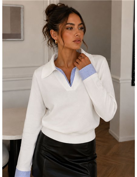 Jersey cuello polo detalles de rayas