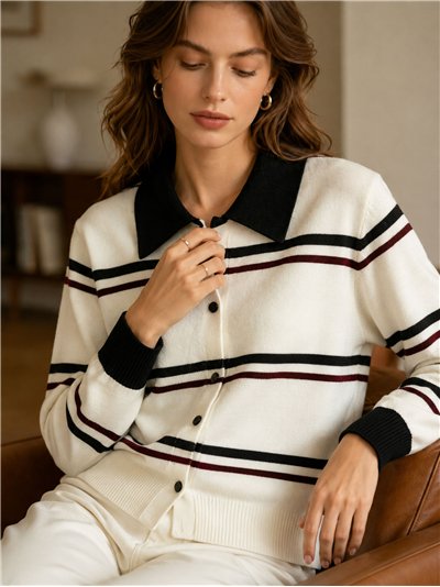 Cárdigan de rayas cuello polo