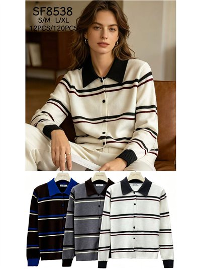 Cárdigan de rayas cuello polo 2