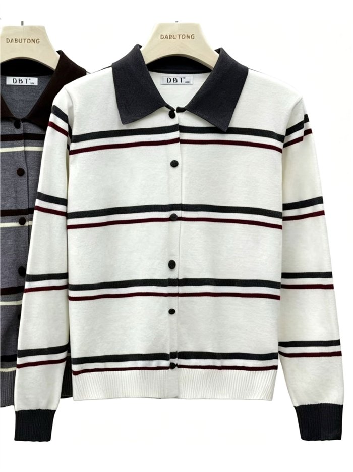 Cárdigan de rayas cuello polo