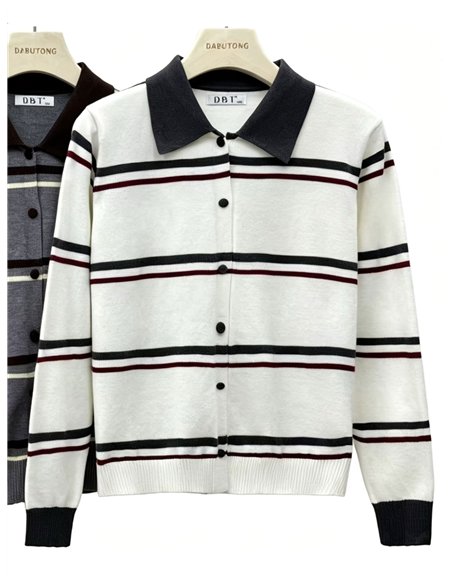 Cárdigan de rayas cuello polo