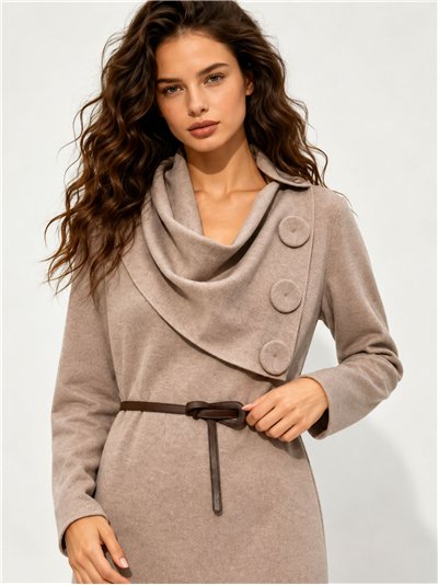 Jersey largo cuello drapeado y cinturón
