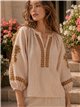 Blusa de algodón de rayas bordada
