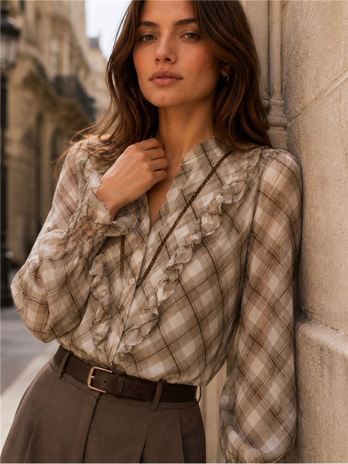 Camisa de cuadros volantes